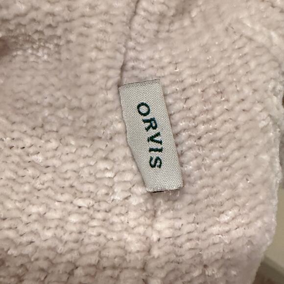 Orvis Cream Chenille Textured Knit Sweater M Cozy Soft Neutral Pullover Winter - Picture 6 of 9